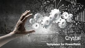  Presentation with gears - Amazing PPT theme having marketing machinery - close up of business person backdrop and a gray colored foreground