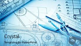  Presentation with industrial - PPT layouts with mechanism scheme - industrial drawing detail and several background and a light blue colored foreground