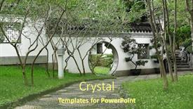  Presentation with hong kong - PPT theme having circle entrance of chinese garden background and a tawny brown colored foreground