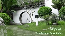  Presentation with hong kong - Cool new PPT theme with circle entrance of chinese garden backdrop and a tawny brown colored foreground