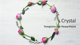  Presentation with circle - Beautiful presentation theme featuring circle frame made of flowers backdrop and a white colored foreground