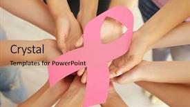  Presentation with breast cancer - Cool new PPT theme with circle holding breast cancer backdrop and a coral colored foreground