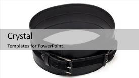  Presentation with automotive black and white - Presentation enhanced with circle loop spirals - black leather belt isolated background and a  colored foreground