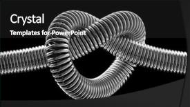  Presentation with circle - Colorful PPT layouts enhanced with circle loop spirals - close-up of knotted metal spring backdrop and a dark gray colored foreground