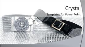  Presentation with golden belt - Theme consisting of circle loop spirals - golden and black belt isolated background and a white colored foreground