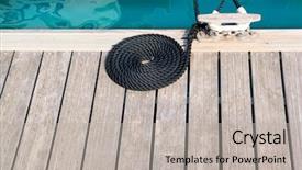  Presentation with anchoring and mooring - Audience pleasing theme consisting of circle loop spirals - mooring wooden pier with coiled backdrop and a light gray colored foreground