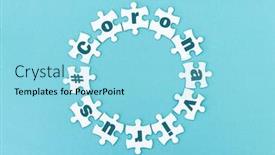  Presentation with puzzle circle - PPT layouts having circle-made-of-white-jigsaw background and a arctic colored foreground