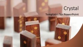  Presentation with wooden lighting - Audience pleasing theme consisting of circle of dominoes standing backdrop and a coral colored foreground