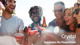  Presentation with friends - Amazing PPT layouts having circle of friends backdrop and a  colored foreground