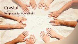  Presentation with circle - Amazing theme having circle of hands on sand backdrop and a lemonade colored foreground