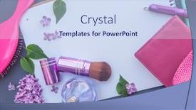  Presentation with hair brush - Amazing presentation theme having circle-perfume-bottle-wallet-hair backdrop and a sky blue colored foreground