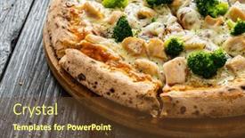  Presentation with mozzarella cheese - Presentation theme with circle-pizza-broccoli-with-chicken background and a tawny brown colored foreground