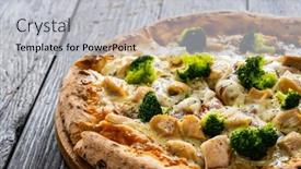  Presentation with mozzarella cheese - Slide deck featuring circle-pizza-broccoli-with-chicken background and a light gray colored foreground