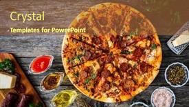  Presentation with chorizo - Presentation design with circle-pizza-chorizo-with-chicken background and a red colored foreground