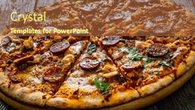  Presentation with chorizo - Presentation design featuring circle-pizza-chorizo-with-chicken background and a red colored foreground