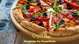  Presentation with circle - PPT layouts enhanced with circle-pizza-nduja-with-mozzarella background and a  colored foreground