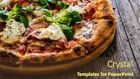  Presentation with leafy greens - Slide deck having circle-prosciutto-pizza-with-mascarpone background and a tawny brown colored foreground