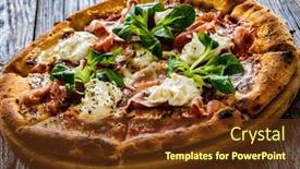  Presentation with leafy greens - Presentation design enhanced with circle-prosciutto-pizza-with-mascarpone background and a tawny brown colored foreground
