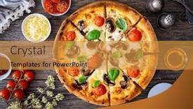  Presentation with mozzarella cheese - Slide set having circle-vegetarian-pizza-with-mozzarella background and a gold colored foreground