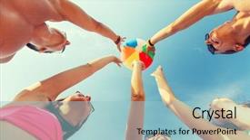  Presentation with shells beach summer holiday - Cool new PPT theme with circle with beach ball backdrop and a light blue colored foreground