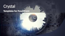  Presentation with earth - Beautiful PPT theme featuring circled cityscape and earth planet backdrop and a dark gray colored foreground