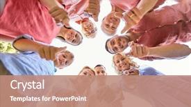  Presentation with generation - Beautiful slide deck featuring 3 circles - generation and people concept backdrop and a coral colored foreground