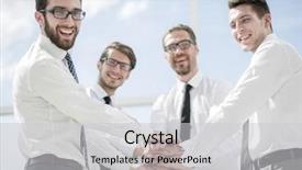  Presentation with circle - Cool new theme with circles folding - business people standing backdrop and a light gray colored foreground