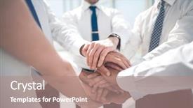  Presentation with people - Presentation theme with circles folding - close up business people standing background and a  colored foreground