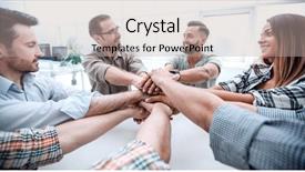  Presentation with team - Amazing PPT theme having circles folding - close up business team folded backdrop and a  colored foreground