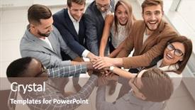  Presentation with team hands - Amazing PPT layouts having circles folding - close up young business team backdrop and a violet colored foreground