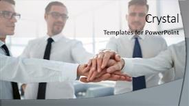  Presentation with company - Slides having circles folding - group of company employees folded background and a light gray colored foreground