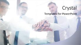  Presentation with company - PPT theme featuring circles folding - group of company employees folded background and a white colored foreground