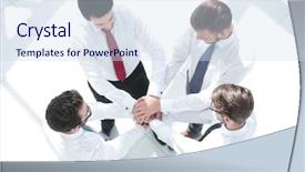  Presentation with employees - Slides having circles folding - top view a group background and a sky blue colored foreground