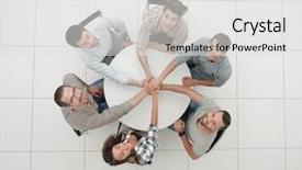  Presentation with team business top view - PPT layouts featuring circles folding - top view business colleagues folded background and a light gray colored foreground
