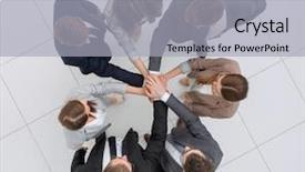 Presentation with team business top view - Presentation theme enhanced with circles folding - top view professional business team background and a light gray colored foreground