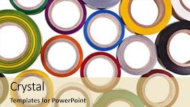  Presentation with roll - PPT theme featuring circles roll of adhesive tape background and a yellow colored foreground