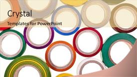  Presentation with roll - Colorful presentation enhanced with circles roll of adhesive tape backdrop and a blonde colored foreground