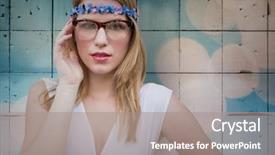  Presentation with hippie - Beautiful slide deck featuring circles rows - digital composite of hippie woman backdrop and a gray colored foreground