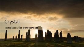  Presentation with circle - Presentation design enhanced with circles rows - megalithic stone circle of 3000 background and a coral colored foreground