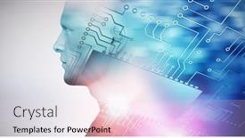  Presentation with circuit board - Presentation design enhanced with 3d model human body - circuit board against white background background and a lemonade colored foreground