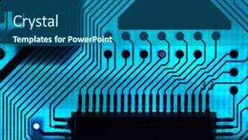  Presentation with electronics circuit - PPT layouts featuring circuit-board-electronics-macro-glowing background and a ocean colored foreground