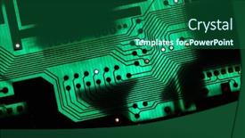  Presentation with electronics circuit - PPT layouts having circuit-board-electronics-macro-glowing background and a ocean colored foreground