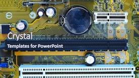  Presentation with engineering red circuit board - Audience pleasing slide deck consisting of circuit board inside of computer backdrop and a ocean colored foreground