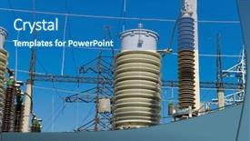  Presentation with circuit breaker - PPT theme with circuit breaker - disconnecting switch on high-voltage substation background and a  colored foreground