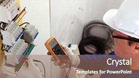  Presentation with circuit breaker - Theme having circuit breaker - portrait of a technician background and a coral colored foreground