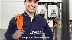  Presentation with circuit breaker - Beautiful slides featuring circuit breaker - portrait of an electrician backdrop and a wine colored foreground