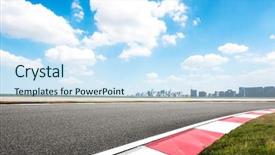  Presentation with asphalt road - PPT layouts consisting of circuit city - empty asphalt road and cityscape background and a sky blue colored foreground