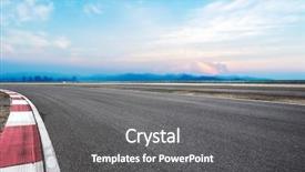  Presentation with asphalt road - Amazing PPT layouts having circuit city - empty asphalt road and cityscape backdrop and a dark gray colored foreground