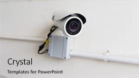 Presentation with surveillance - Beautiful presentation theme featuring circuit city - surveillance cam backdrop and a light gray colored foreground