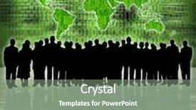  Presentation with business people silhouette - PPT theme enhanced with circuit globe - binary code background and business background and a gray colored foreground